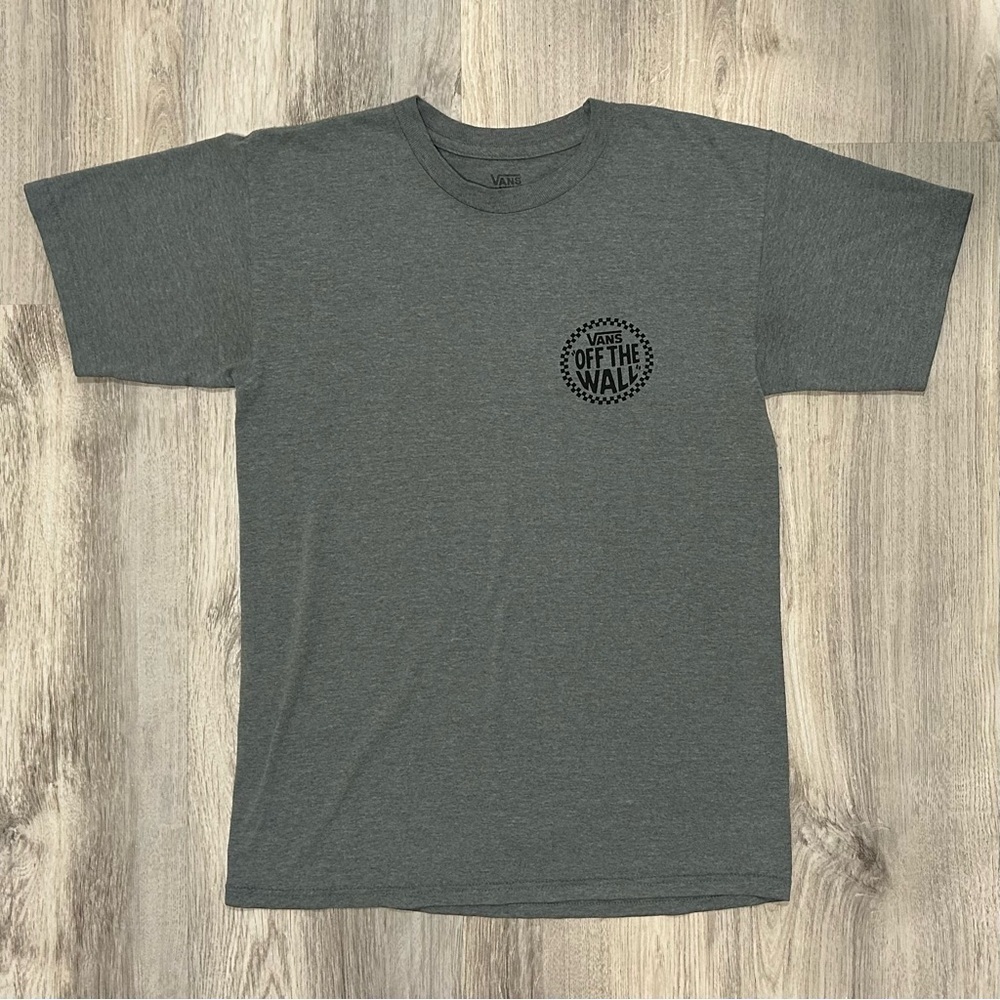 Vans Men’s Gray Black Logo Short Sleeve Crew Neck TShirt Tee Off The Wall Size S